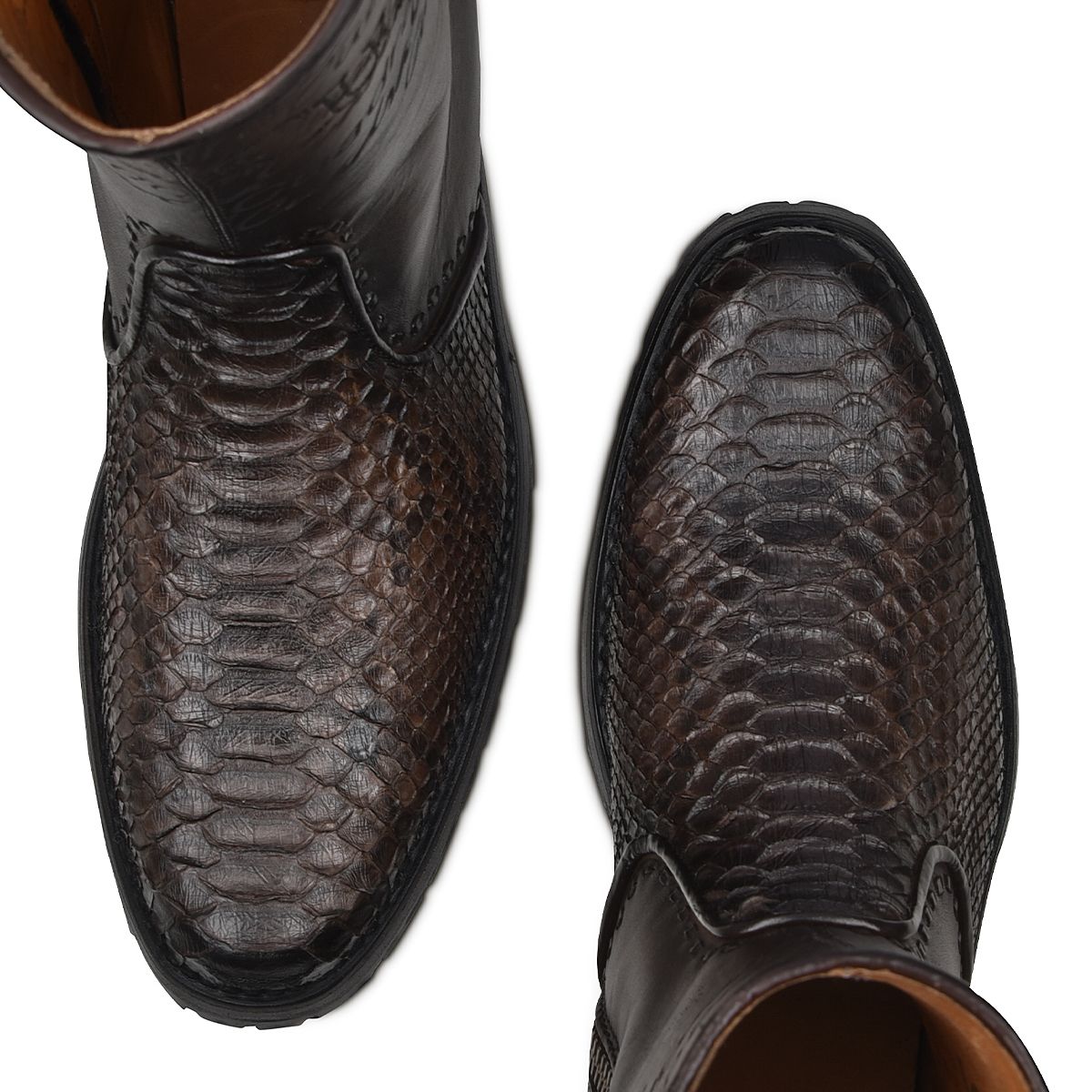 5D15PH BROWN. CUADRA FASHION COWBOY RODEO PYTHON ANKLE BOOTS FOR MEN.-Kuet