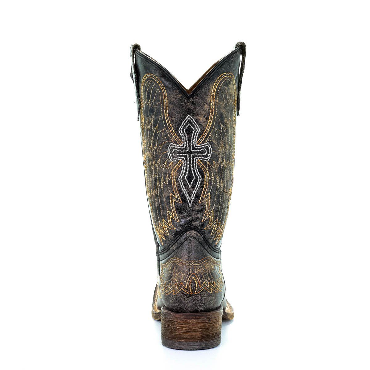 A1032 - Corral black roper western cowgirl leather boots for teens