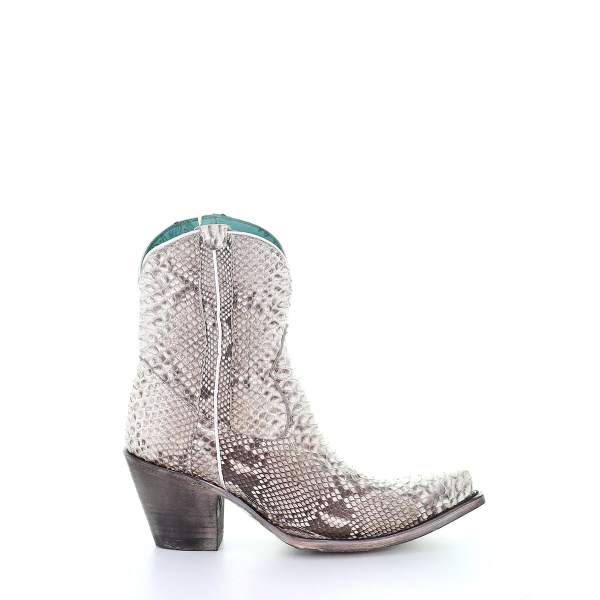 A3791 - Corral white western cowgirl python ankle boots for women-Kuet.us