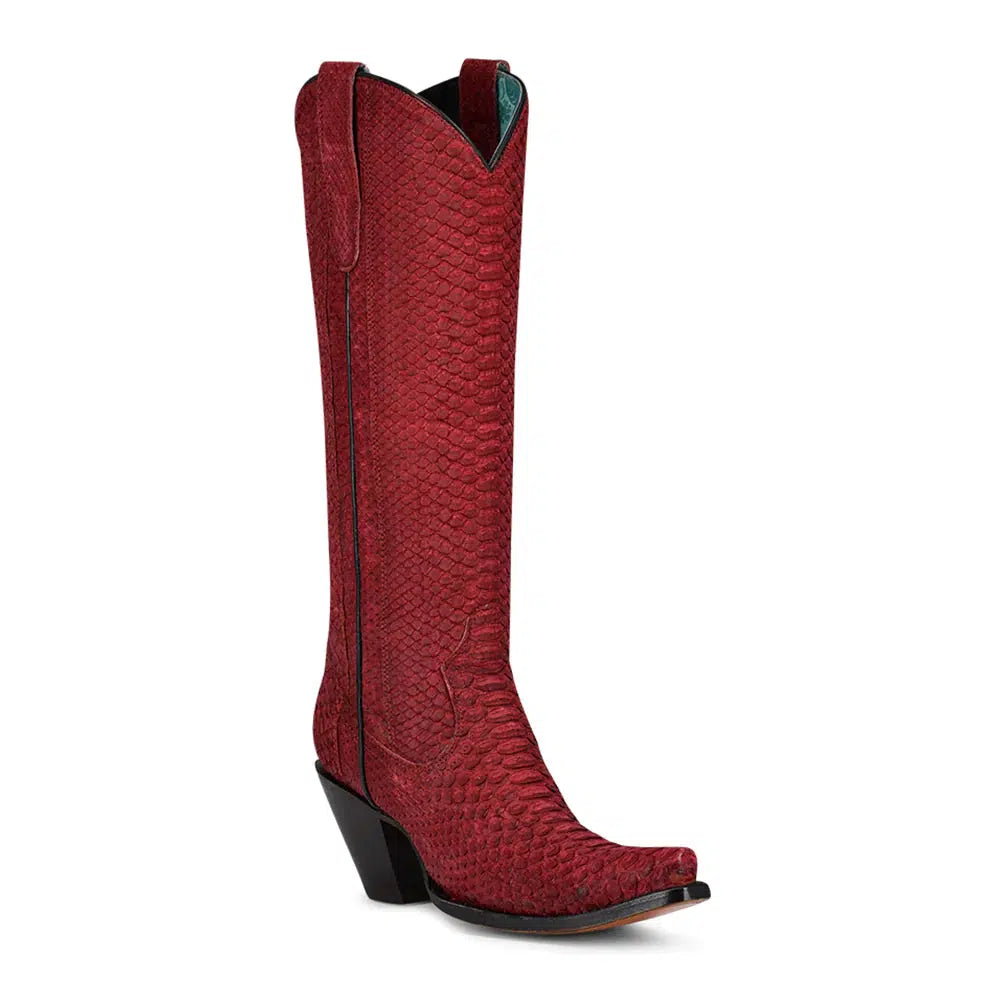 A4194 - Corral red western cowgirl python tall boots for women-Kuet.us