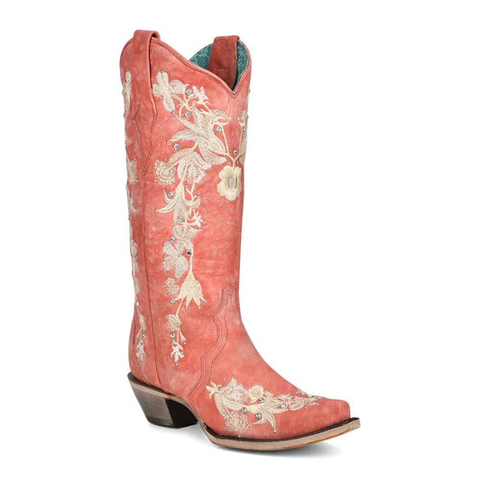 A4238 - Corral coral western cowgirl leather boots for women-Kuet.us