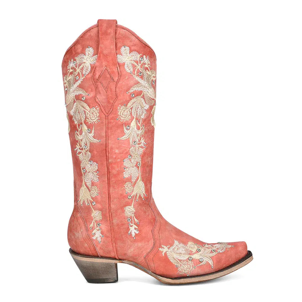 A4238 - Corral coral western cowgirl leather boots for women-Kuet.us