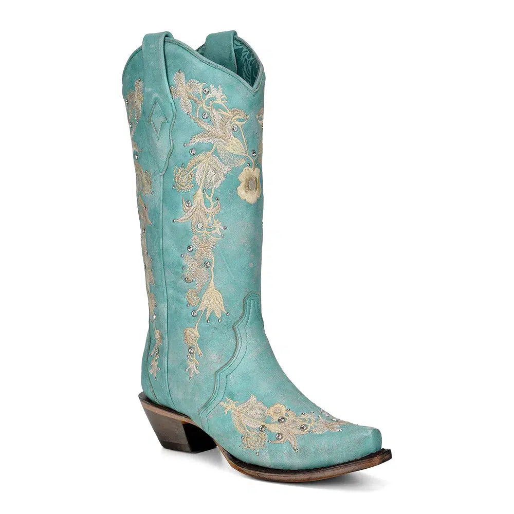 A4239 - Corral turquoise western cowgirl leather boots for women-Kuet.us