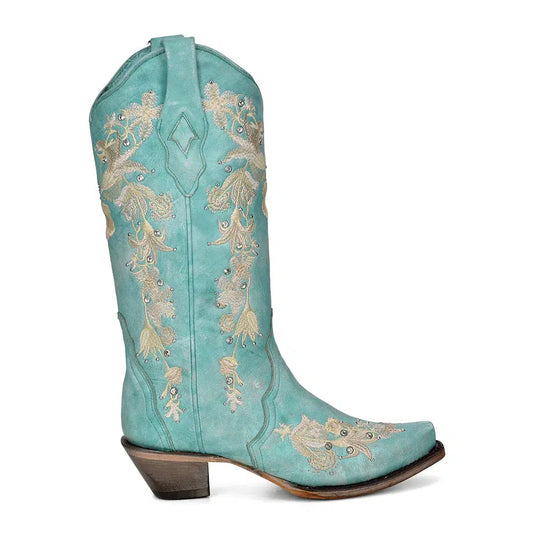 A4239 - Corral turquoise western cowgirl leather boots for women-Kuet.us