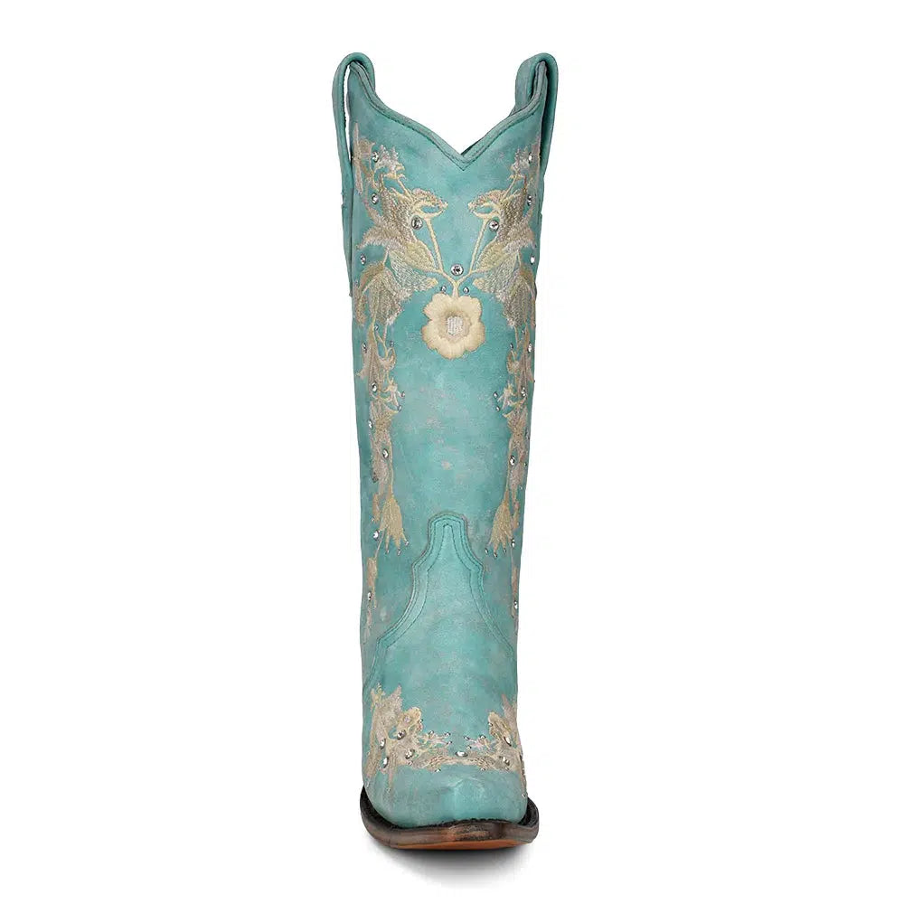 A4239 - Corral turquoise western cowgirl leather boots for women-Kuet.us