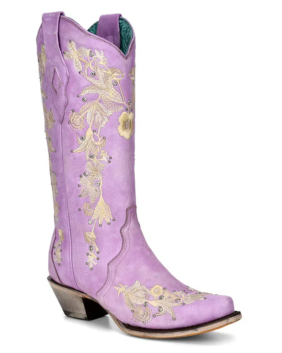 A4241 - Corral pink western cowgirl leather boots for women