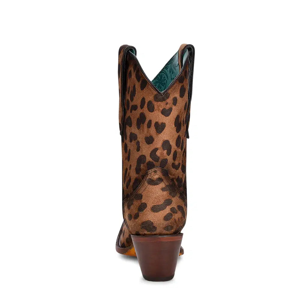 A4245 - Corral brown leopard western leather mid calf boots for women-Kuet.us