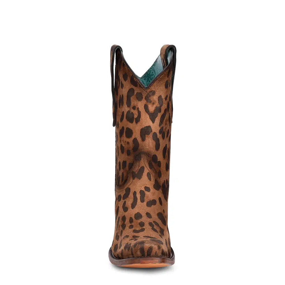 A4245 - Corral brown leopard western leather mid calf boots for women-Kuet.us