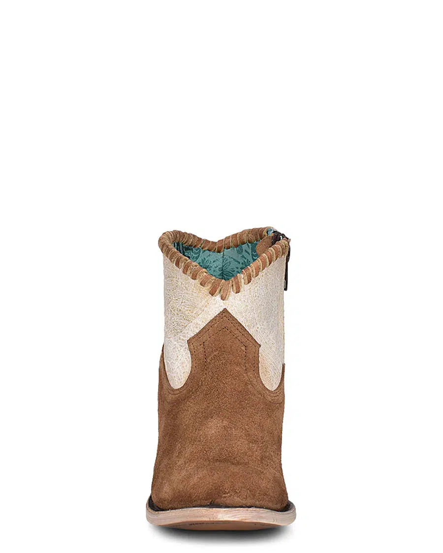 A4276 - Corral sand western cowgirl leather ankle booties for women-Kuet.us