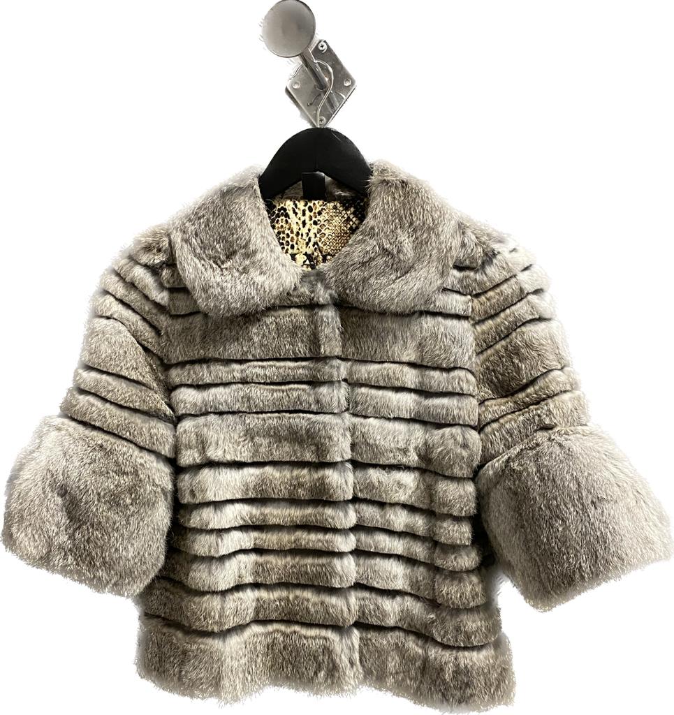 B16R - Baez Gray rabbit jacket with fur-Kuet.us