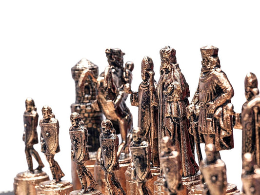 Luxury black leather and marble chess set board with roman chessmen-Kuet.us