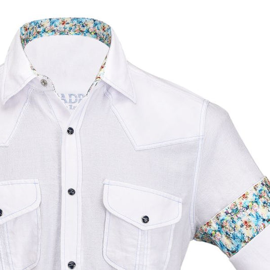 CMRJ467 - White With Sky Stitch Shirt-Kuet.us
