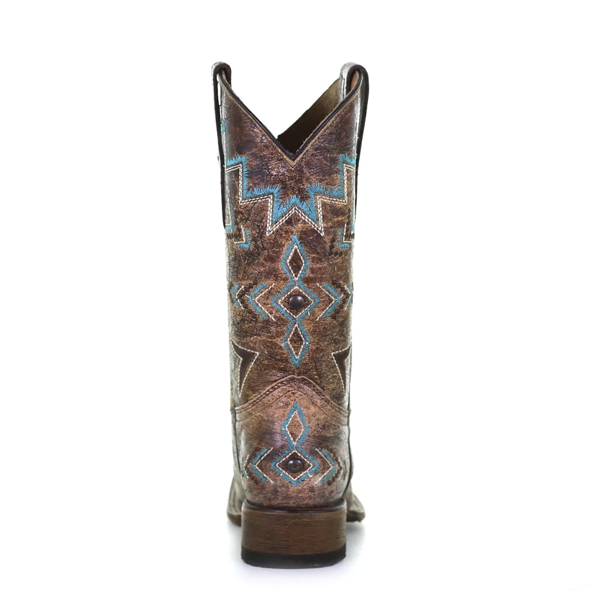 E1052 - Corral bronze roper western cowgirl leather boots for teens