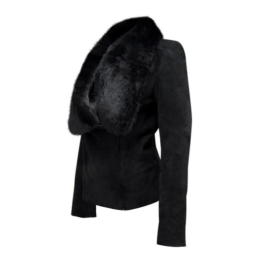 M161COR LD BLACK LAMB &RABBIT FUR JACKET-Kuet.us