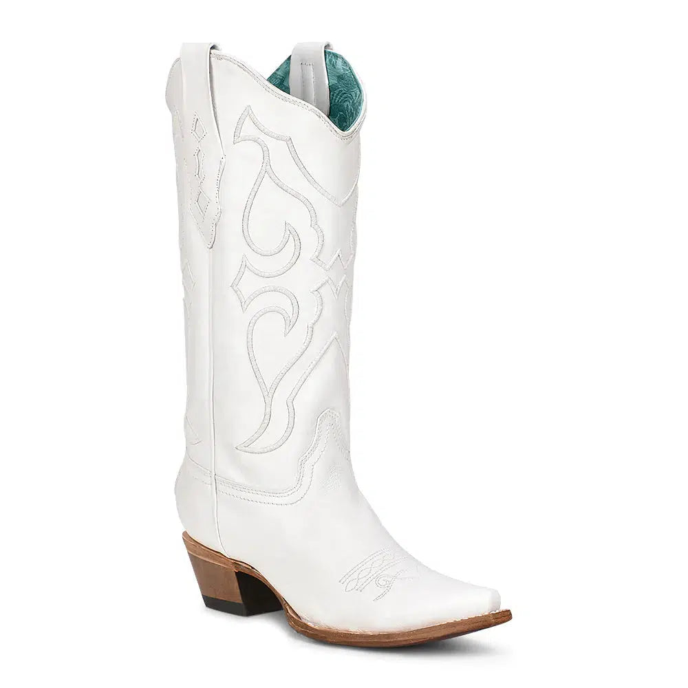 Z5046 - Corral white western cowgirl leather wedding boots for women-Kuet.us