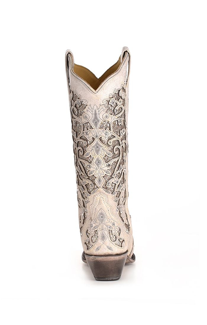 A3322 - Corral white western cowgirl wedding leather boots for women-Kuet.us