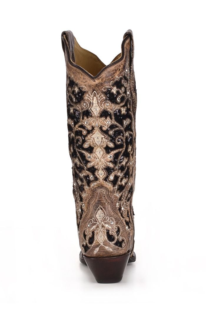 A3569 - Corral brown western cowgirl leather boots for women-Kuet.us