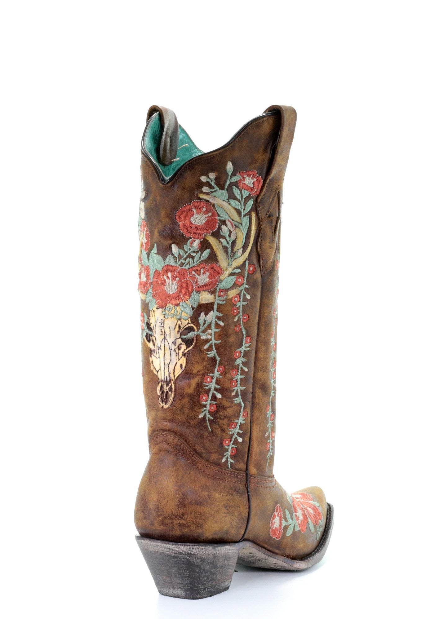 A3652 - Corral tan western cowgirl leather boots for women-Kuet.us