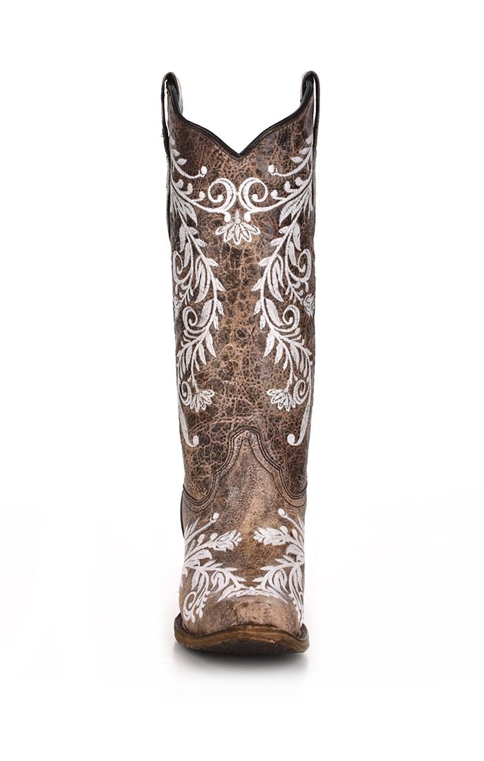 A3753 - Corral brown western cowgirl leather glowing boots for women-Kuet.us