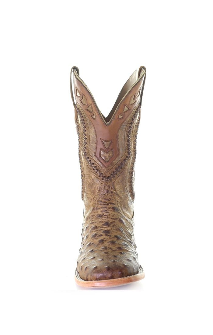 A4008 - Corral brown western cowboy ostrich boots for men-Kuet.us