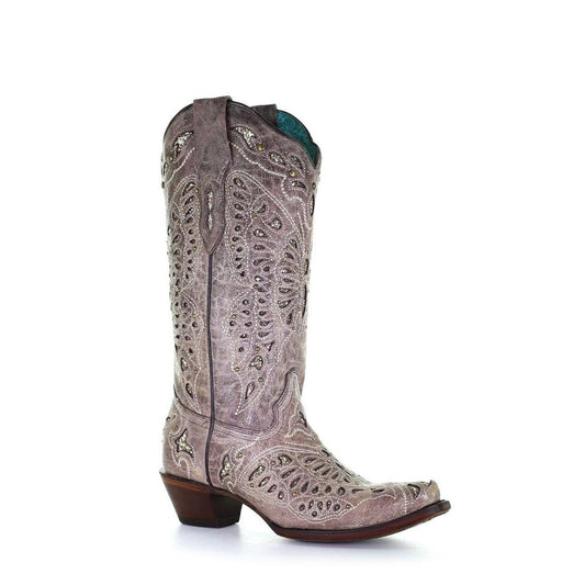 A4088 - Corral brown western cowgirl leather boots for women-Kuet.us