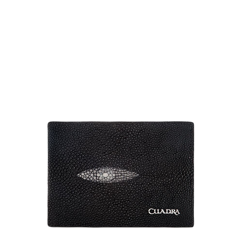 B2910MA - CUADRA BLACK FASHION STINGRAY LEATHER BI FOLD WALLET FOR MEN.-Kuet