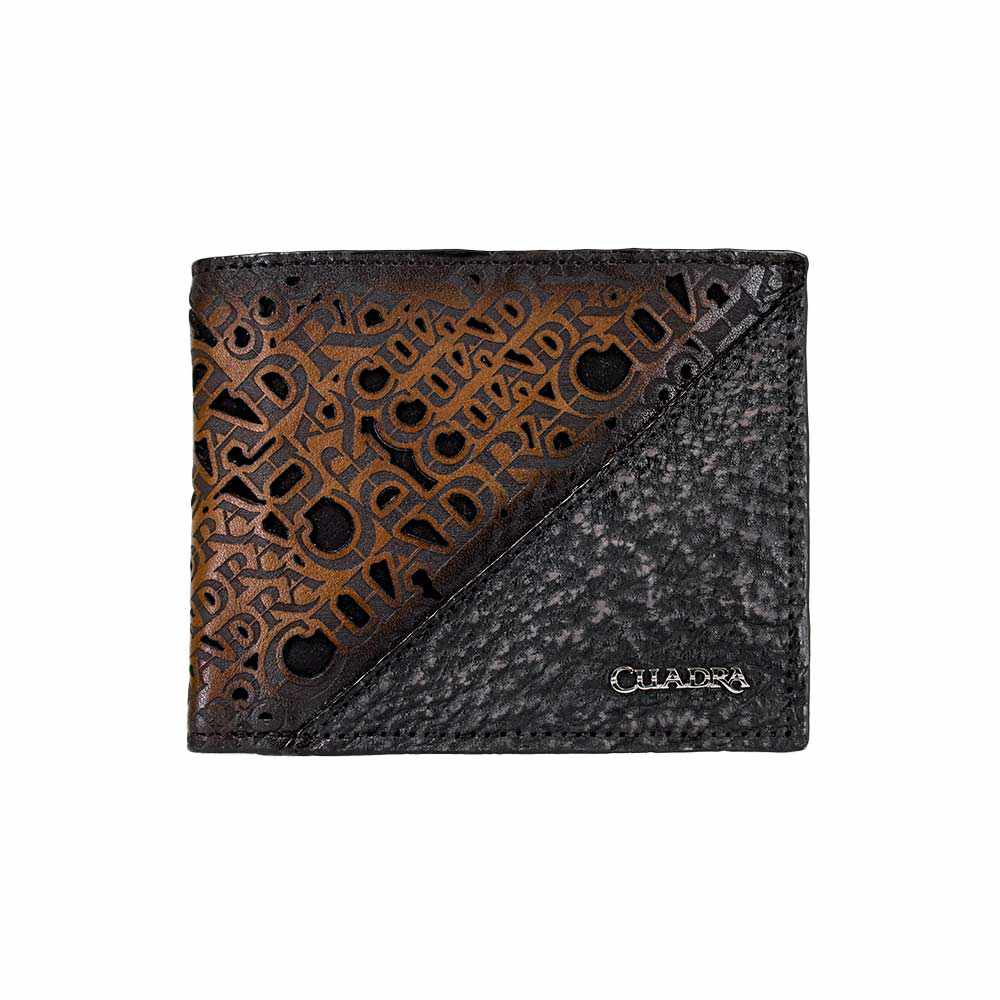 B3033TI - CUADRA BLACK CASUAL FASHION SHARK LEATHER BI FOLD WALLET FOR MEN-Kuet