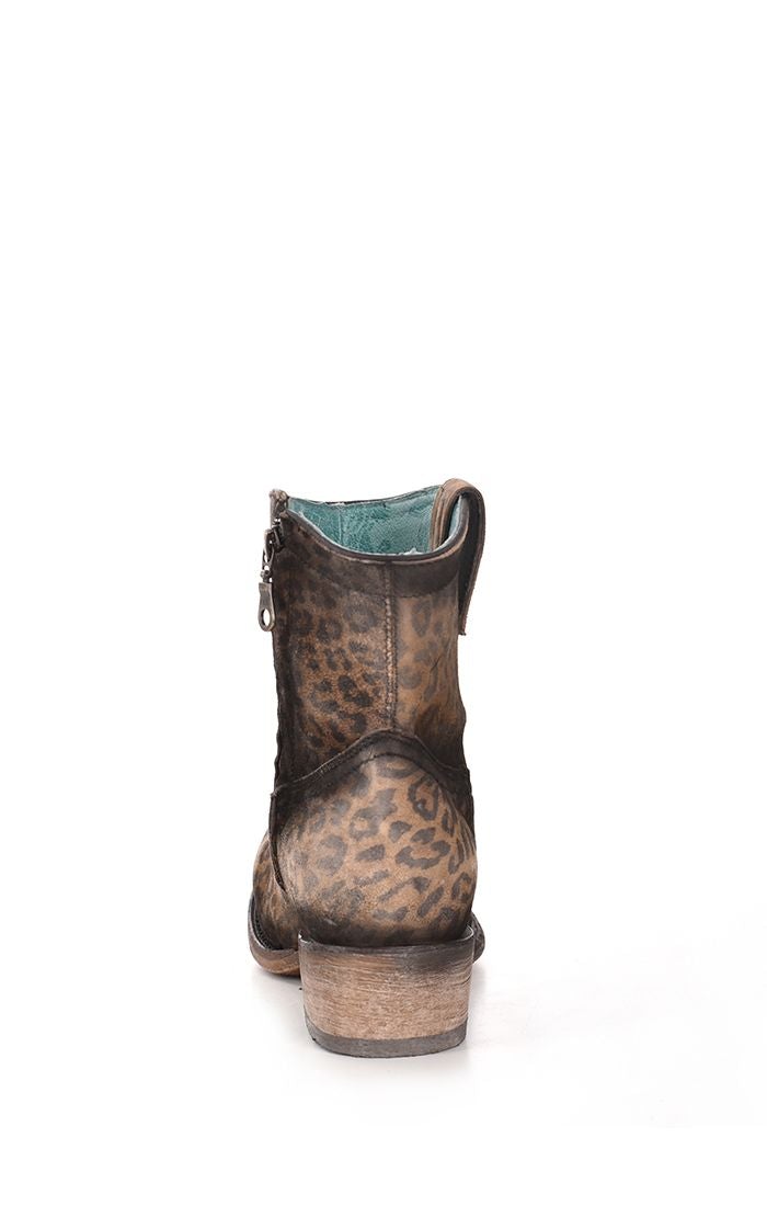 C3627 - Corral Sand Leopard western goatskin ankle boots for women-Kuet.us
