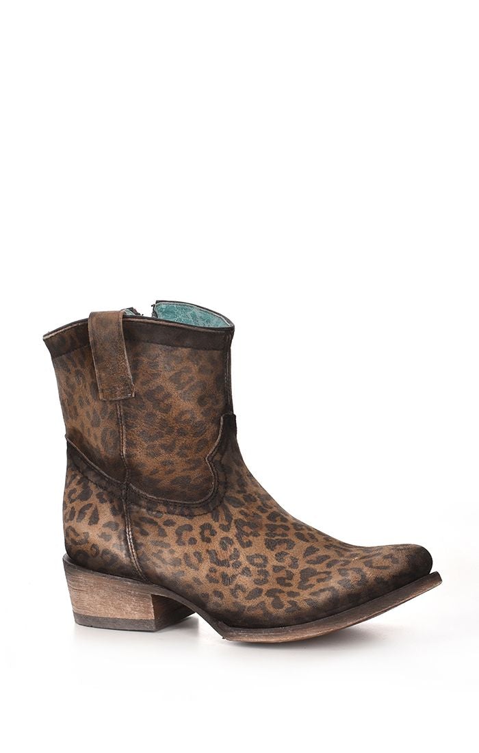C3627 - Corral Sand Leopard western goatskin ankle boots for women-Kuet.us