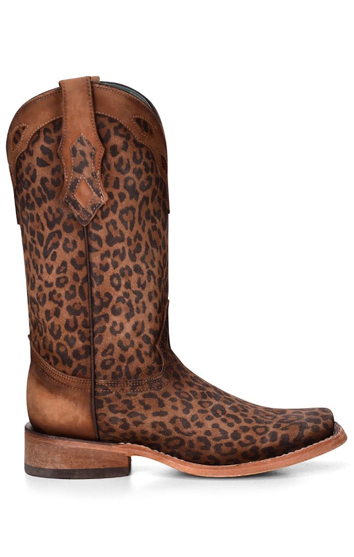 C3788 - Corral sand leopard western roper goatskin boots for women-Kuet.us