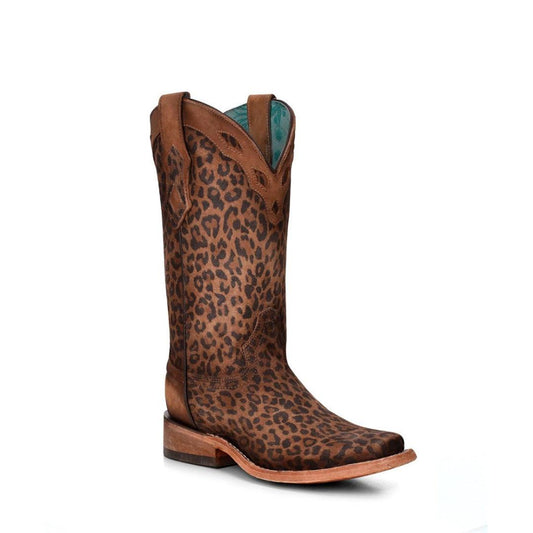 C3788 - Corral sand leopard western roper goatskin boots for women-Kuet.us