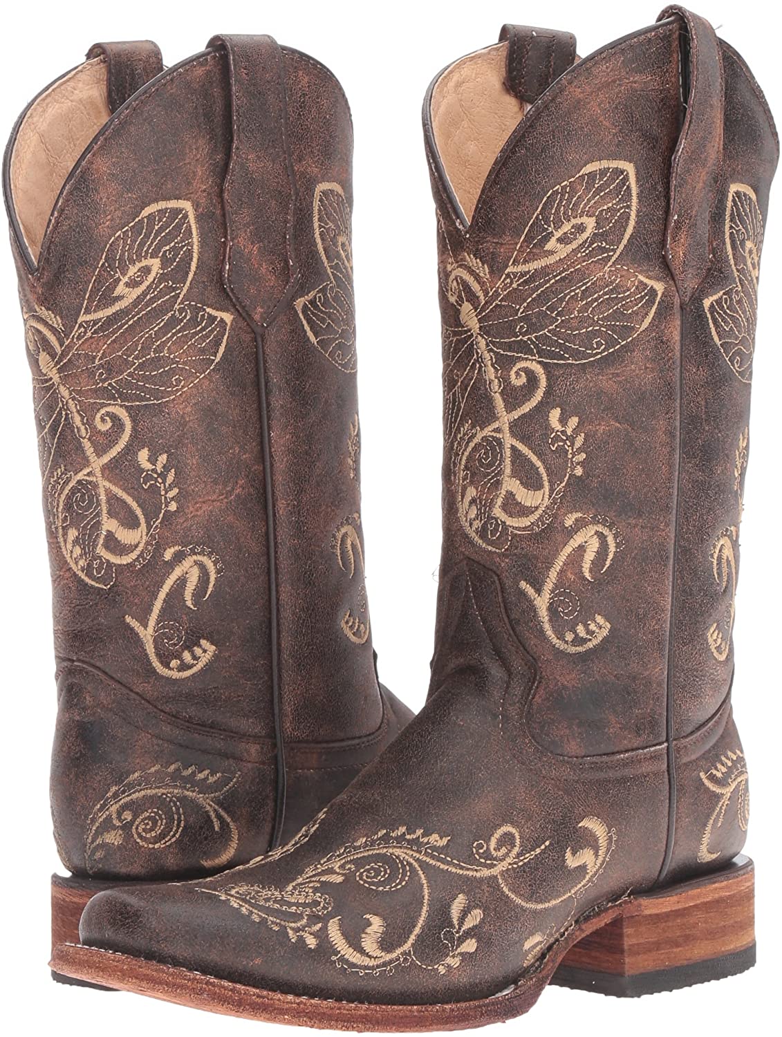 L5079 - Circle G brown roper western leather boots for women-BOOTS-kuet