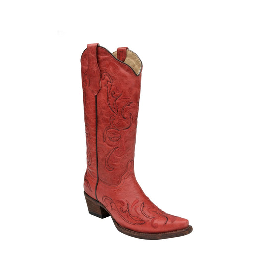 L5129 - Circle G red western cowgirl leather boots for women-Kuet.us