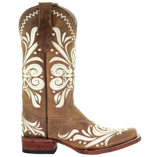 L5409 - Circle G tan roper western leather boots for women-Kuet.us