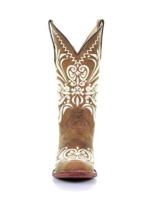 L5409 - Circle G tan roper western leather boots for women-Kuet.us