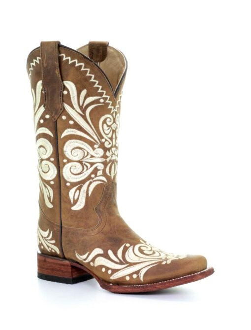 L5409 - Circle G tan roper western leather boots for women-Kuet.us