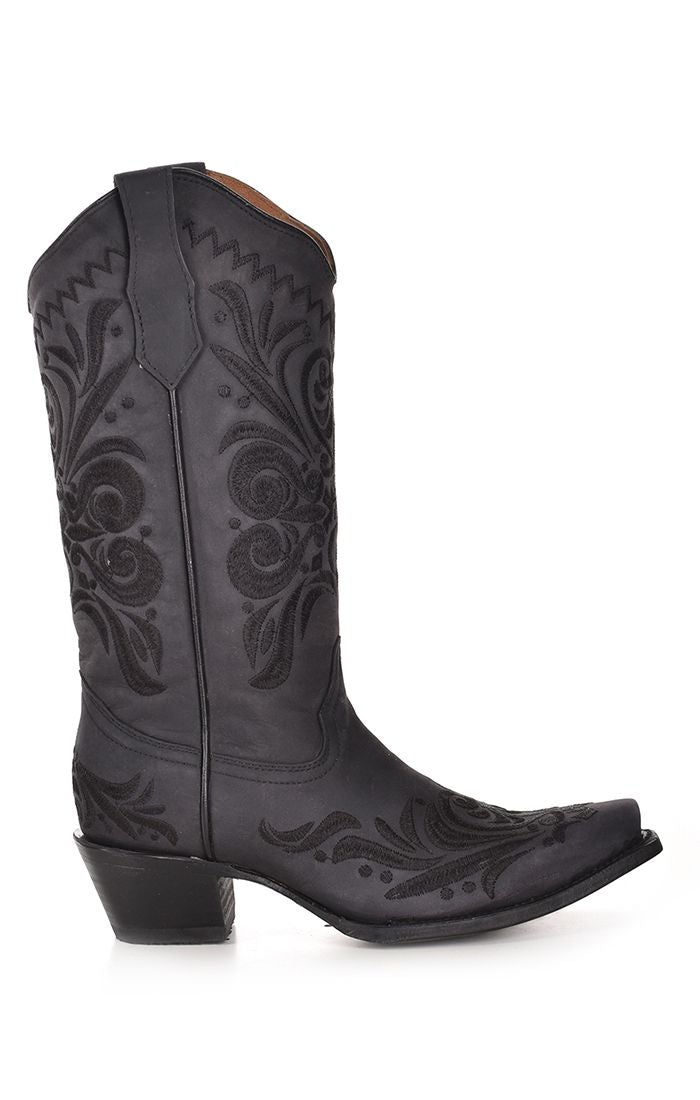L5433 - Circle G black western cowgirl leather boots for women-Kuet.us
