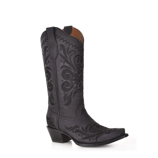 L5433 - Circle G black western cowgirl leather boots for women-Kuet.us