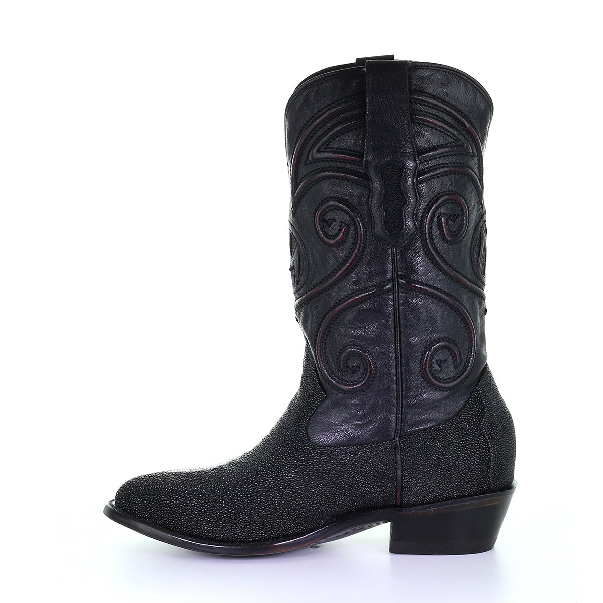 M2125 - Montana black dress cowboy stingray leather boots for men-Kuet.us