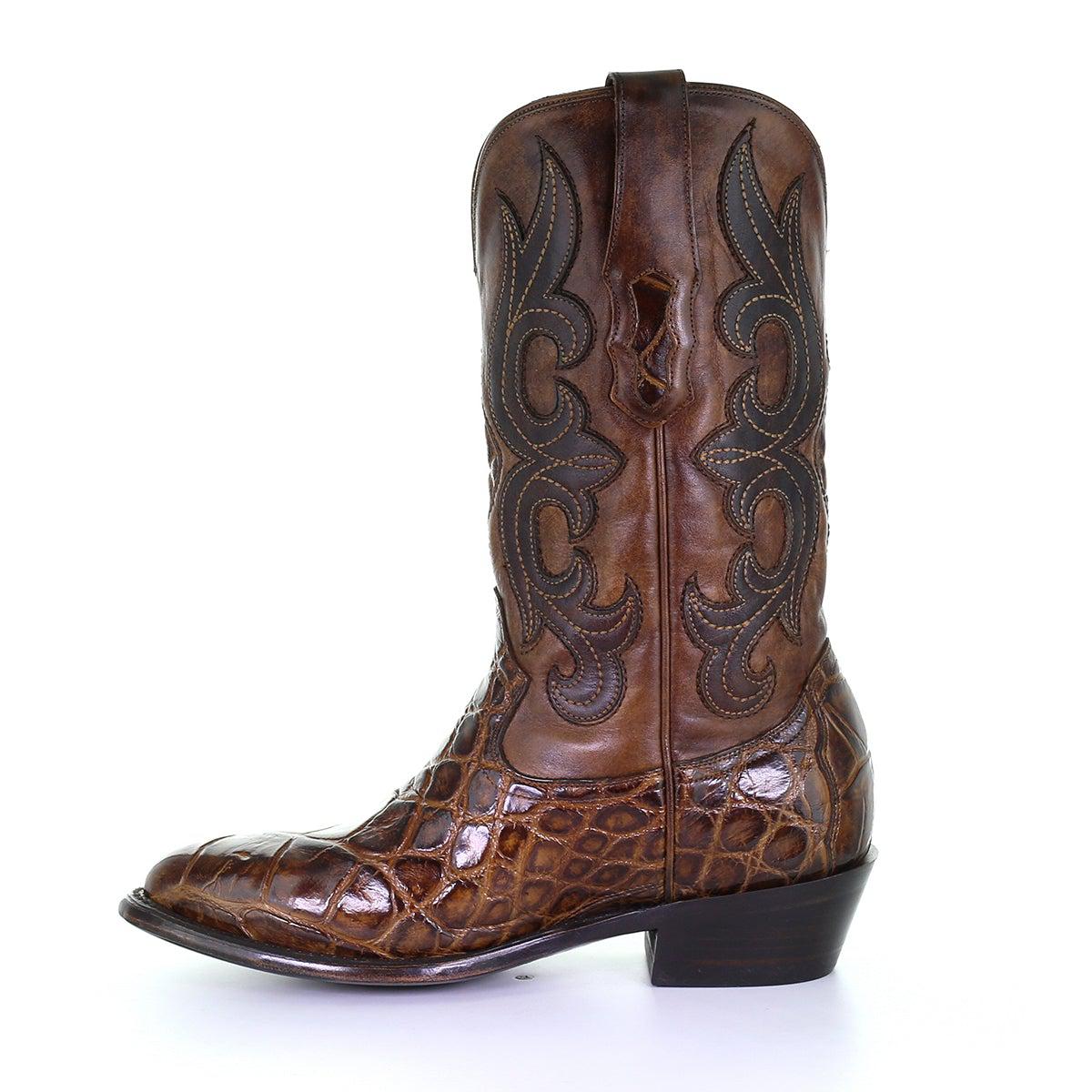M2133 - Montana brown dress cowboy alligator boots for men-Kuet.us