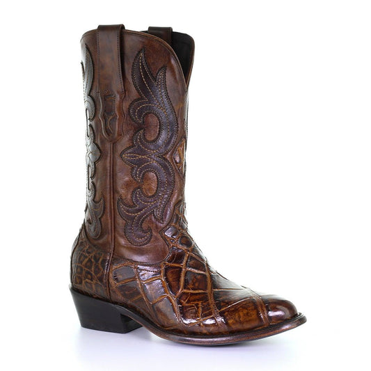 M2133 - Montana brown dress cowboy alligator boots for men-Kuet.us