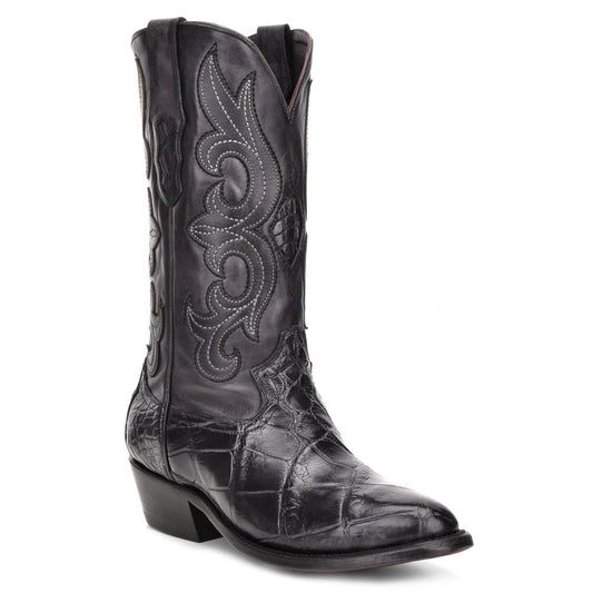 M2135 - Montana black dress cowboy alligator boots for men-Kuet.us
