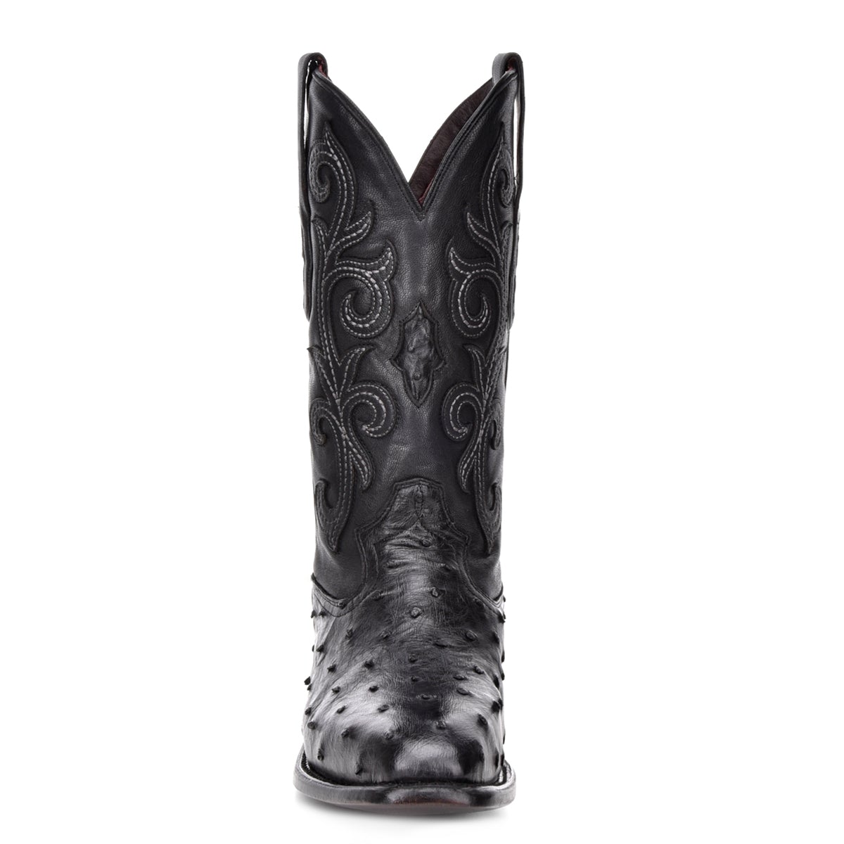 M2142 - Montana black dress cowboy ostrich boots for men-Kuet.us
