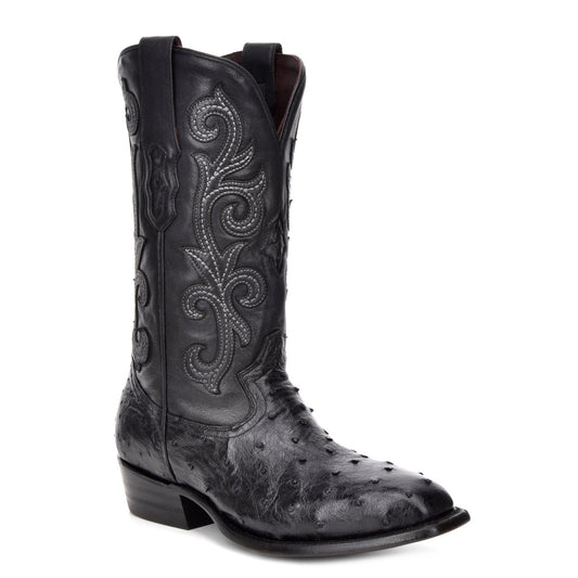 M2142 - Montana black dress cowboy ostrich boots for men-Kuet.us