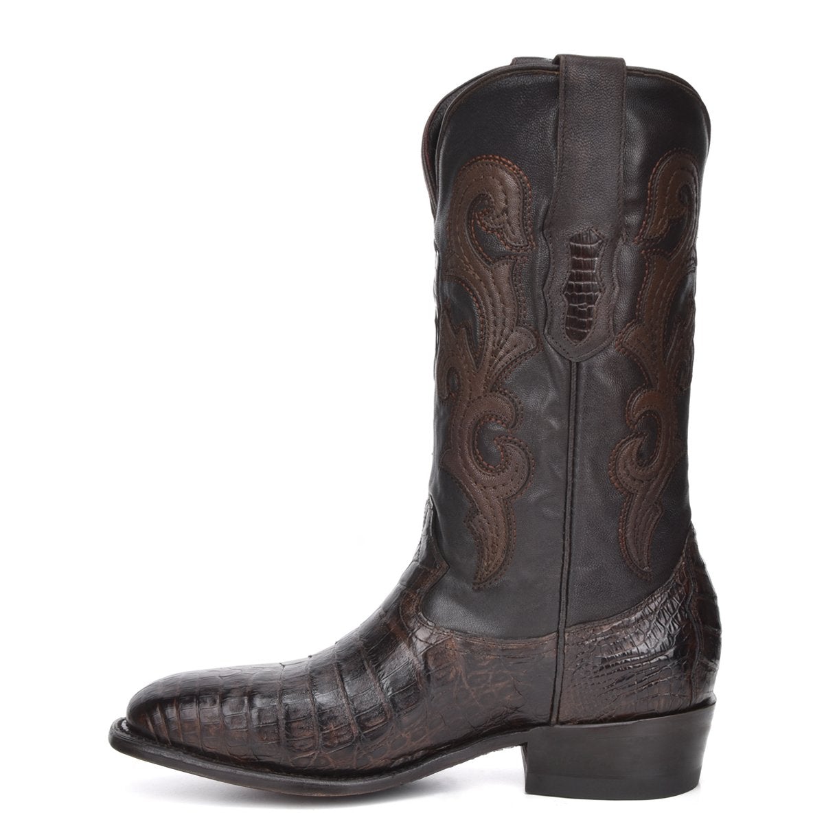 M2144 - Montana brown dress cowboy caiman boots for men-Kuet.us