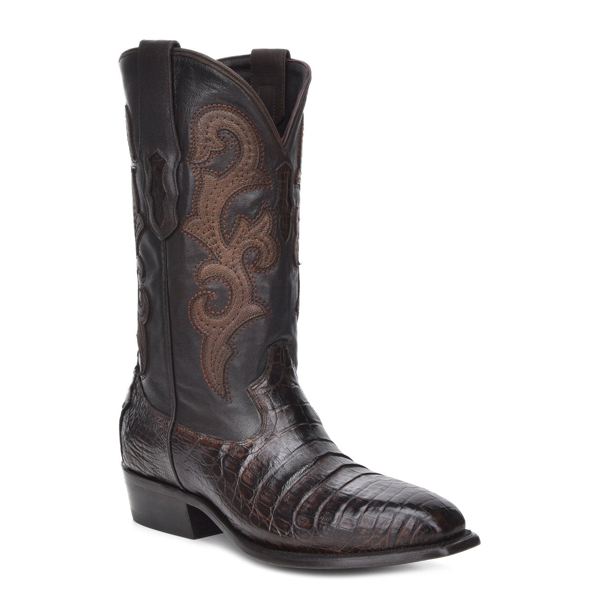 M2144 - Montana brown dress cowboy caiman boots for men-Kuet.us