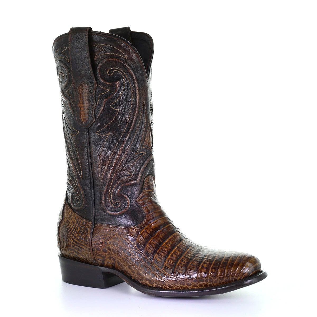 M2182 - Montana brown dress cowboy caiman boots for men-Kuet.us