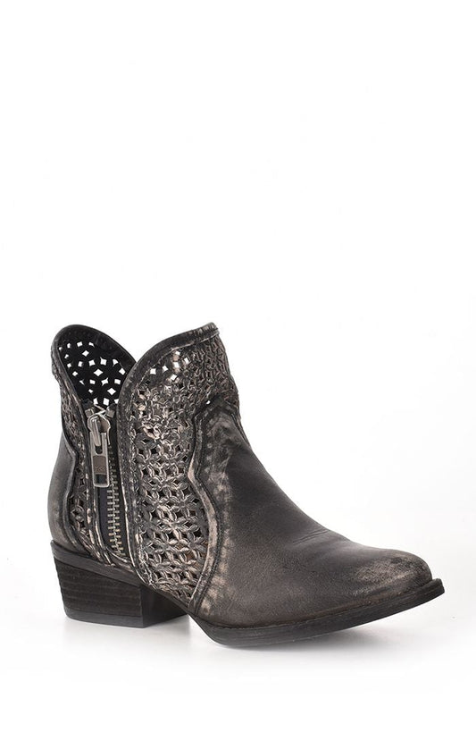 Q0001 - Circle G grey fashion western leather ankle boots for women-Kuet.us
