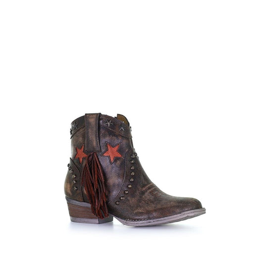 Q0181 - Circle G brown fashion western leather ankle boots for women-Kuet.us